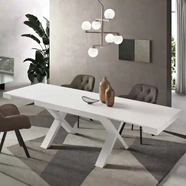 Tavolo allungabile a 260 cm con struttura in laminato PARIDE BIANCO FRASSINO