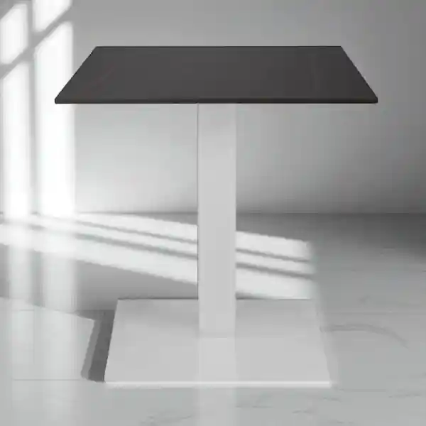 Tavolo bar pub ristorante 70x70 cm base bianca Top esterno effetto Marmo Nero H 75