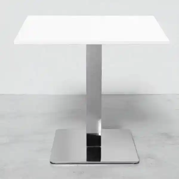 Tavolo bar pub ristorante 80x80 cm base argento e piano laminato Bianco Frassino H 75