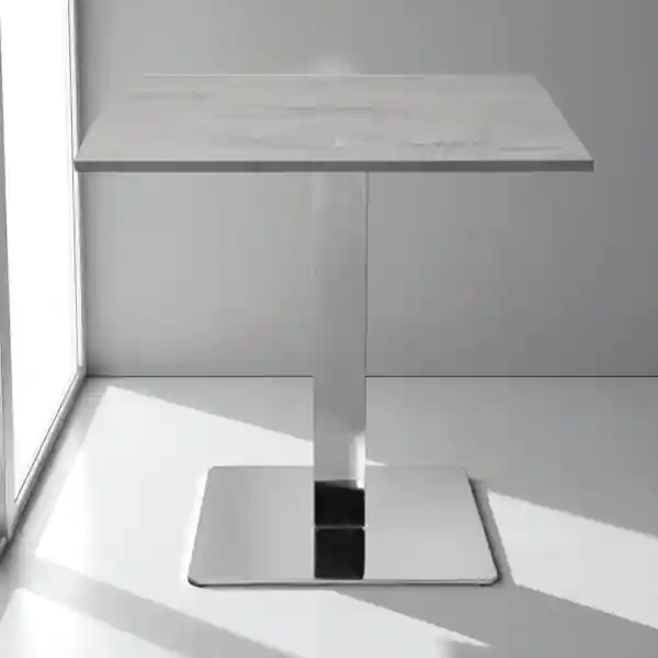 Tavolo bar pub ristorante 80x80 cm base argento e piano laminato Cemento H 75