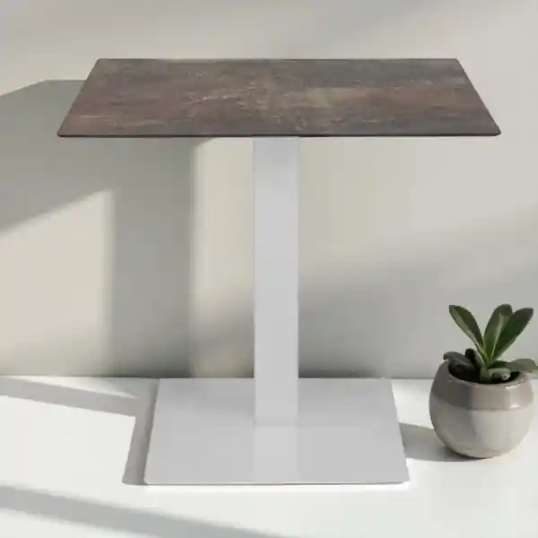 Tavolo bar pub ristorante 80x80 cm per esterno base bianca piano HPL Ardesia Fango H 74