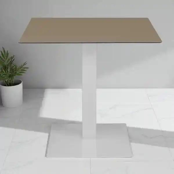 Tavolo bar pub ristorante 80x80 cm per esterno base bianca piano HPL Tortora H 74