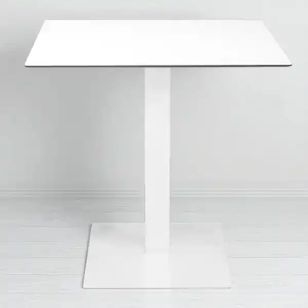 Tavolo bar pub ristorante da esterno 80x80 cm con base e piano in HPL Bianco H 74