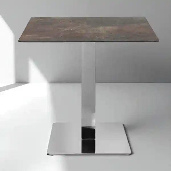 Tavolo bar pub ristorante in HPL 80x80 cm Ardesia Fango per esterno base Argento H 74