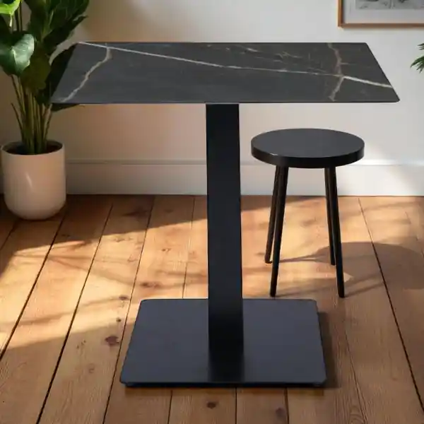 Tavolo bar pub ristorante piano HPL Marmo Nero per esterno 80x80 cm H 74
