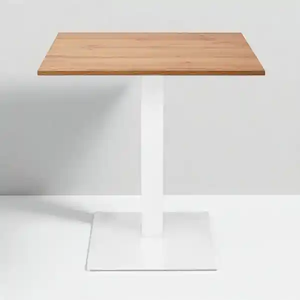 Tavolo bar ristorante 70x70 cm base bianca piano laminato Rovere H 75
