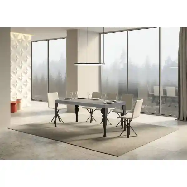 Tavolo Paxon Allungabile piano Cemento 90x180 Allungato 440 telaio Antracite