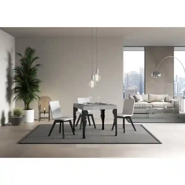 Tavolo Paxon Allungabile piano Cemento 90x90 Allungato 246 telaio Antracite