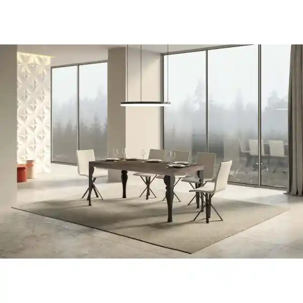 Tavolo Paxon Allungabile piano Noce 90x160 Allungato 264 telaio Antracite