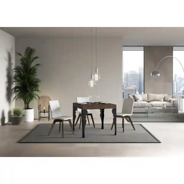 Tavolo Paxon Allungabile piano Noce 90x90 telaio Allungato 246 Antracite
