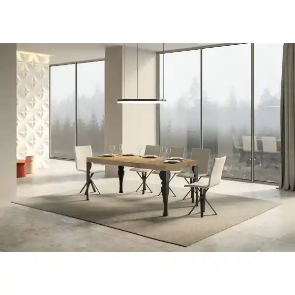 Tavolo Paxon Allungabile piano Quercia Natura 90x160 Allungato 420 telaio Antracite