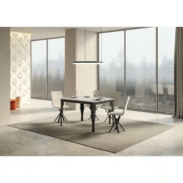 Tavolo Paxon Evolution piano Bianco Frassino 90x120 Allungato 380 telaio Antracite