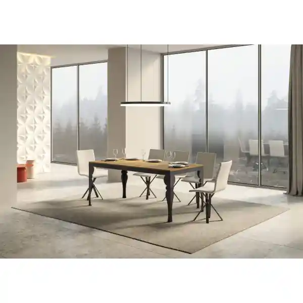 Tavolo Paxon Evolution piano Quercia Natura 90x160 Allungato 264 telaio Antracite