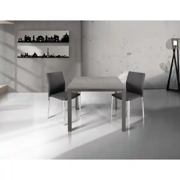 Tavolo quadrato 90x90 allungabile a 180 cm apribile a libro in finitura Cemento