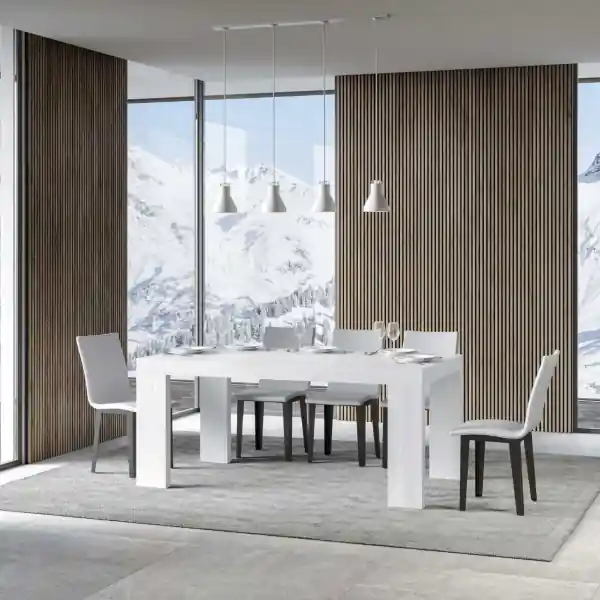 Tavolo ROXELL 90x160 allungabile a 264 cm Bianco Frassino