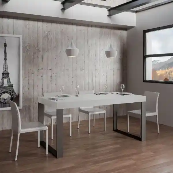 Tavolo TECNO 90X180 Bianco Frassino allungabile a 440 cm
