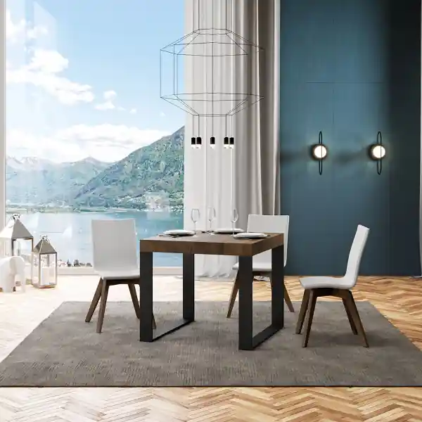 Tavolo TECNO 90X90 Noce allungabile a 246 cm