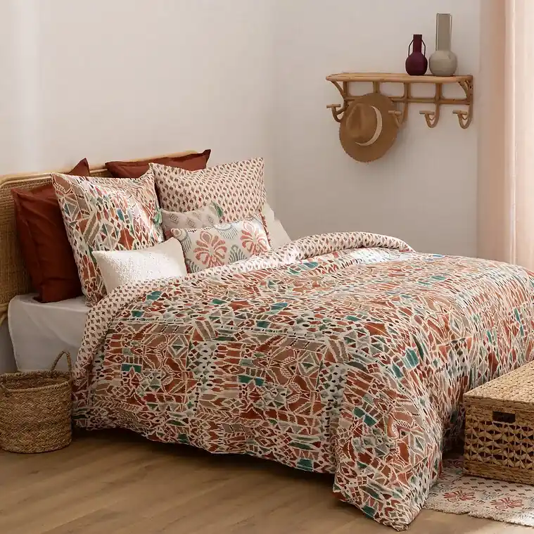 Copripiumino e due federe cotone (240 x 220 cm) Ikat Multicolore