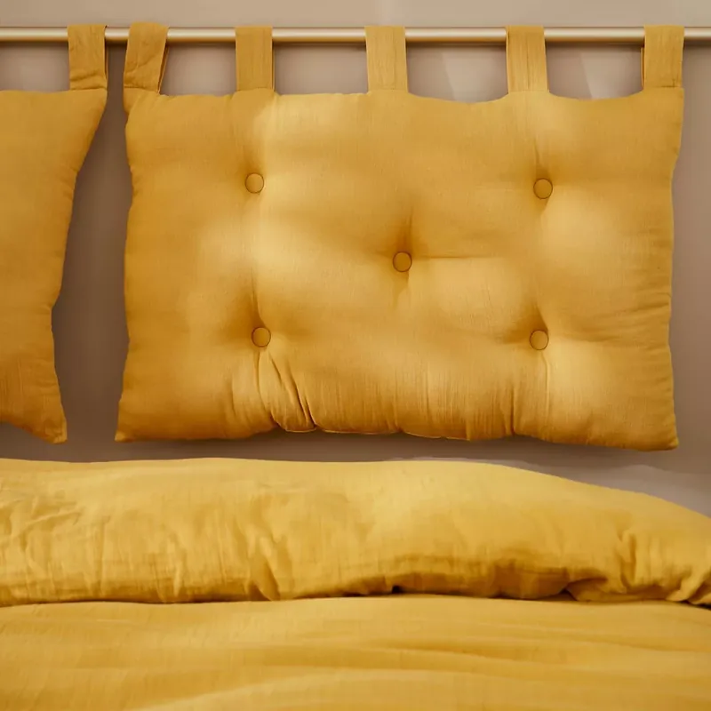 Testiera cuscino garza di cotone (80 x 50 cm) Gaïa Giallo zafferano