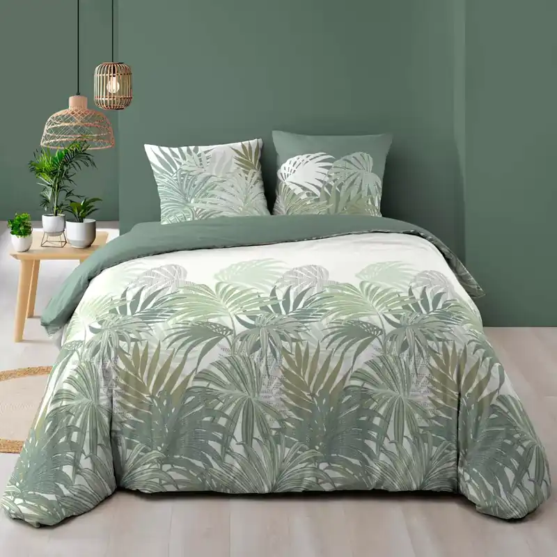 Copripiumino e due federe in cotone (240 x 220 cm) Nymea Verde