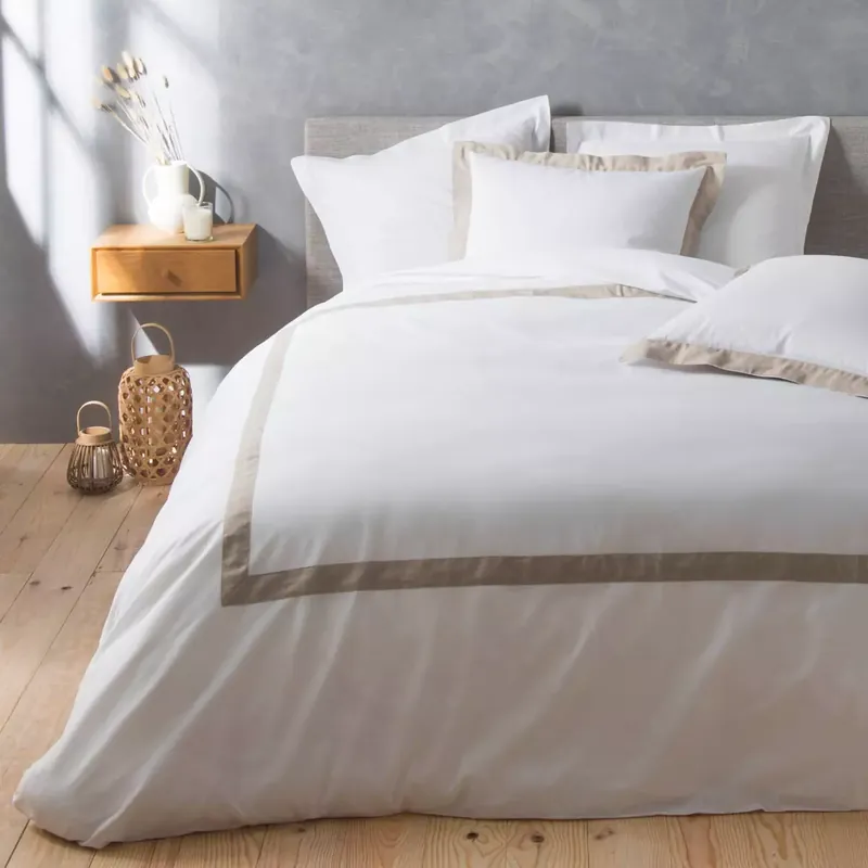 Copripiumino e due federe quadrate cotone (260 cm) Lauraline Bianco