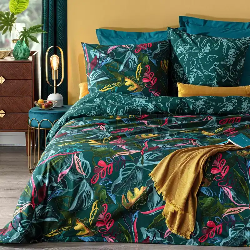 Copripiumino e due federe quadrate cotone (240 cm) Selva Multicolore