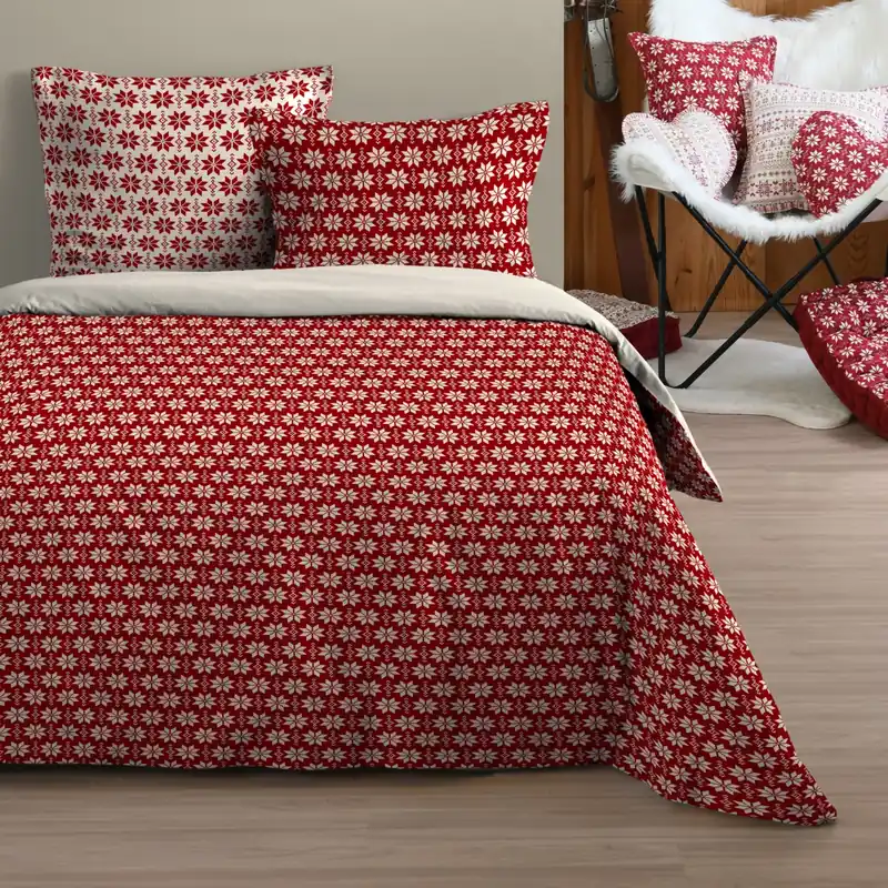 Copripiumino e due federe in cotone (240 x 220 cm) Valgenis Rosso