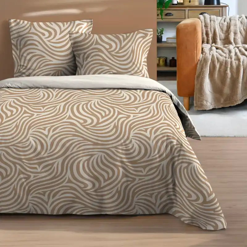 Copripiumino e due federe (240 x 220 cm) Luanda Beige