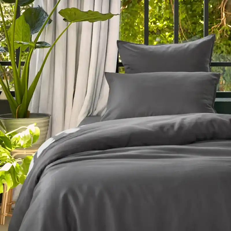 Copripiumino in lyocell Tencel™ lavato (140 x 200 cm) Olivia Grigio granito