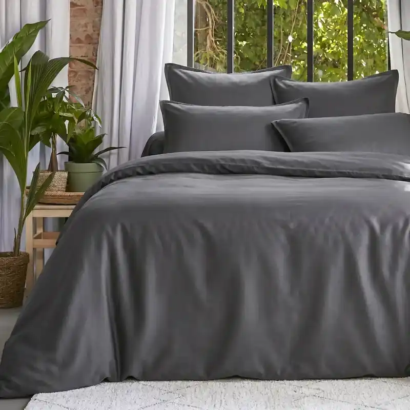Copripiumino in lyocell Tencel™ lavato (280 x 240 cm) Olivia Granito Grigio