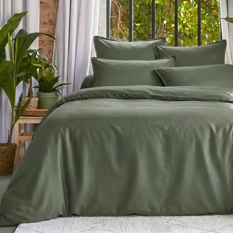 Copripiumino lyocell Tencel™ lavato (280 x 240 cm) Olivia Verde rosmarino