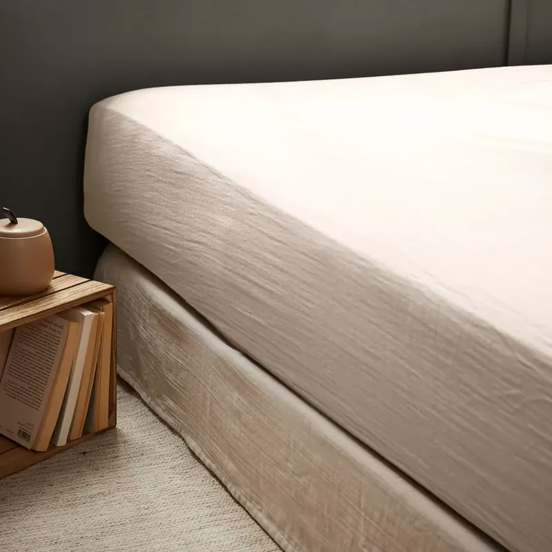 Lenzuolo con angoli garza di cotone (160 x 200 cm) Gaïa Beige pampa