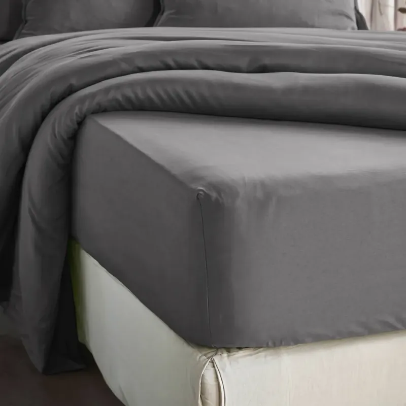 Lenzuolo con angoli in lyocell Tencel™ (160 x 200 cm) Olivia Granito Grigio