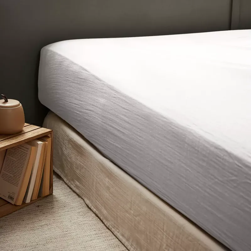Lenzuolo con angoli garza di cotone (160 x 200 cm) Gaïa Grigio nuvola