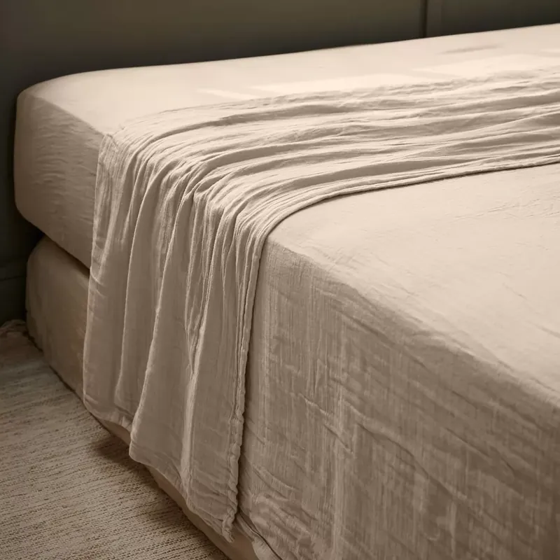 Lenzuolo sopra garza di cotone (270 x 300 cm) Gaïa Marrone corda