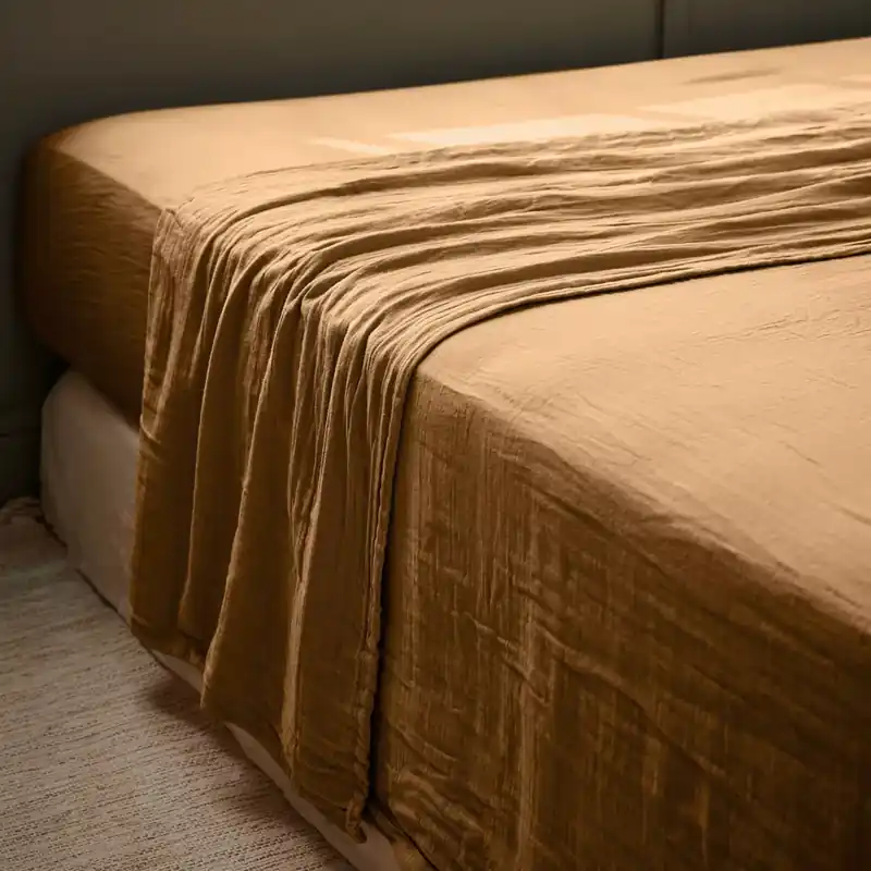 Lenzuolo sopra garza di cotone (270 x 300 cm) Gaïa Camel