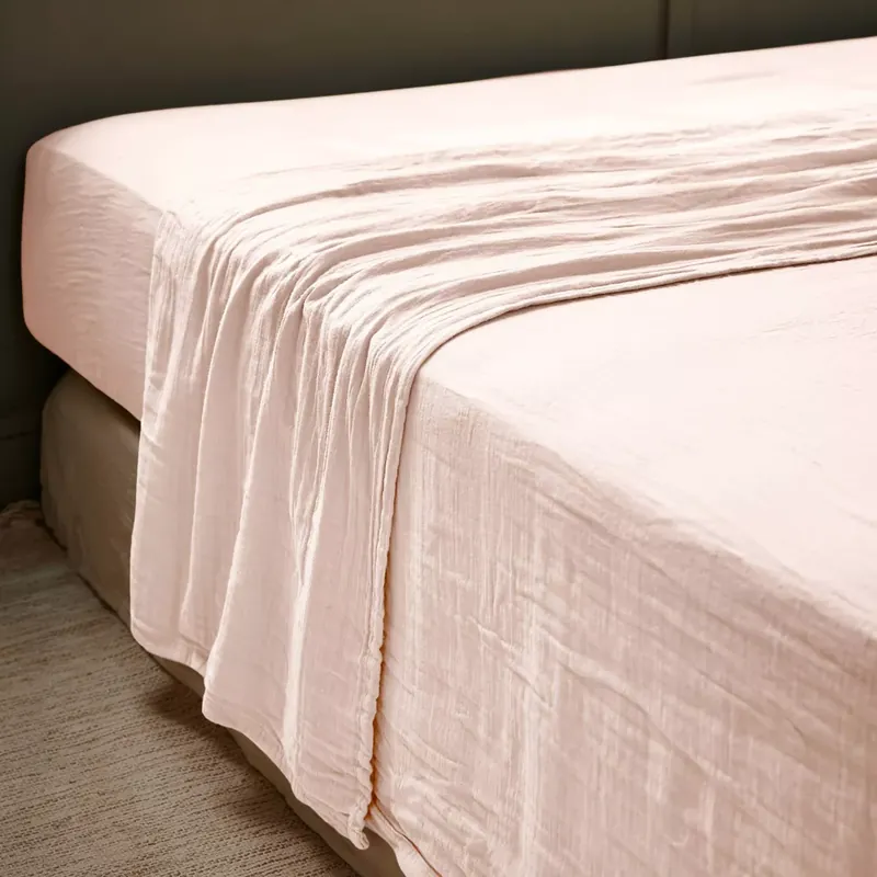 Lenzuolo sopra garza di cotone (270 x 300 cm) Gaïa Rosa cipria