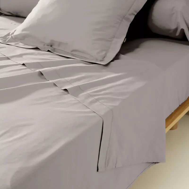 Lenzuolo sopra percalle di cotone (180 x 290 cm) Cali Grigio chiaro