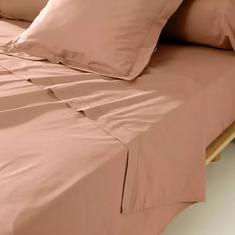 Lenzuolo sopra percalle di cotone (180 x 290 cm) Cali Rosa pesca