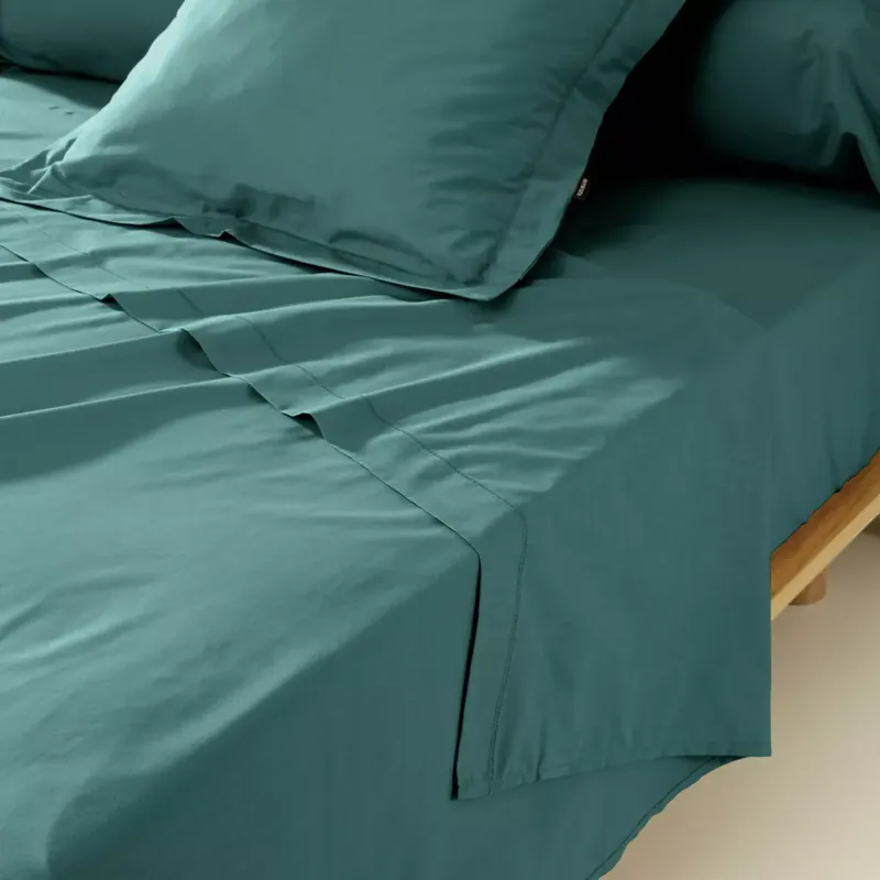 Lenzuolo sopra percalle di cotone (180 x 290 cm) Cali Blu ottanio