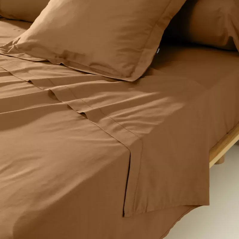 Lenzuolo sopra percalle di cotone (180 x 290 cm) Cali Camel