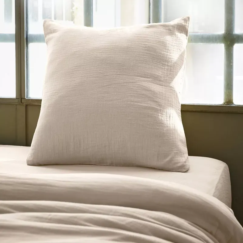 Federa quadrata garza di cotone (60 x 60 cm) Gaïa Beige pampa