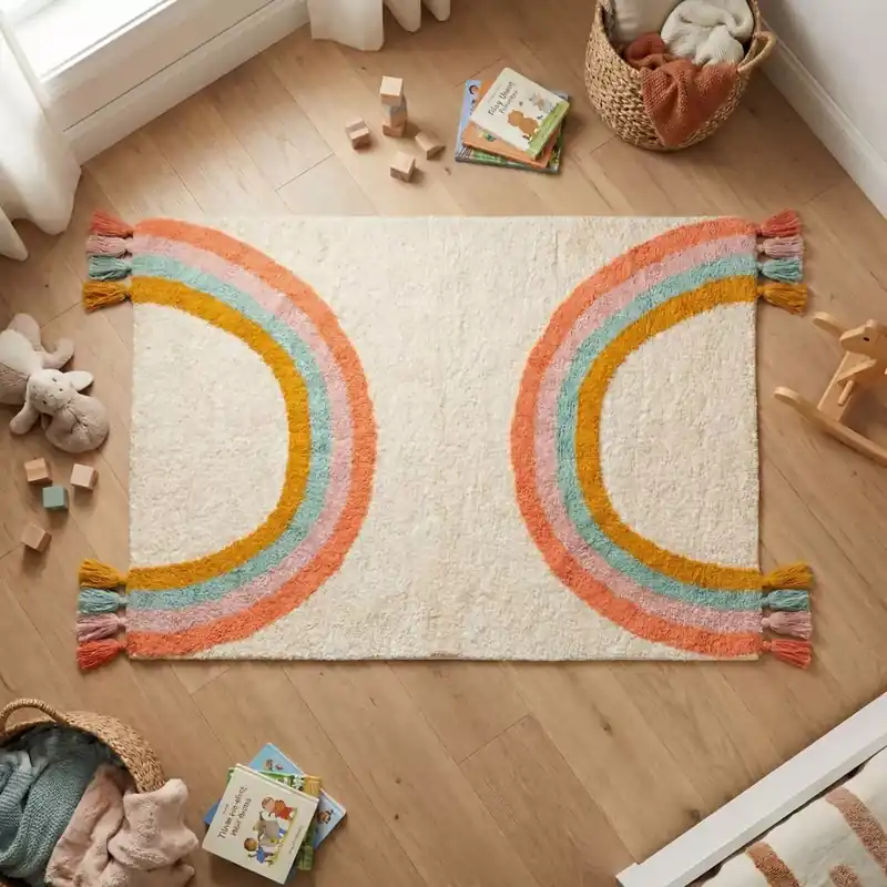 Tappeto cotone bambino (150 x 100 cm) Arcobaleno Multicolore