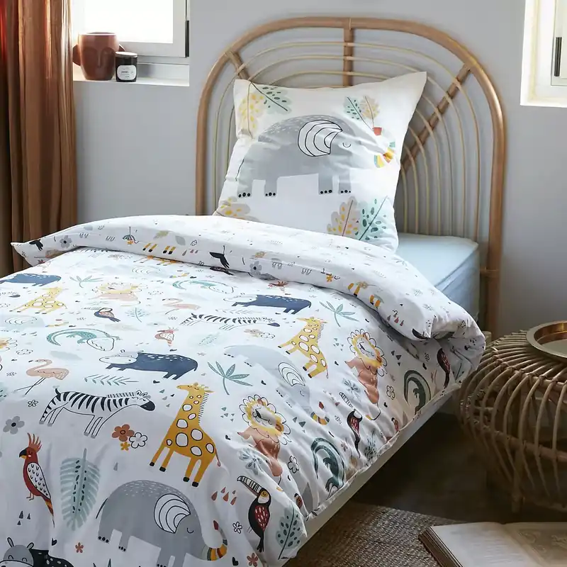 Copripiumino e due federe per bambini in cotone (200 x 200 cm) Savana Multicolore