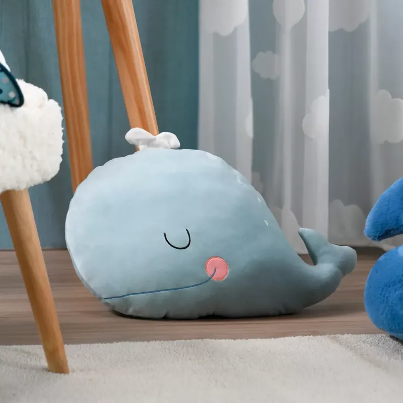Cuscino balena per bambini (45 x 30 cm) Moby Blu