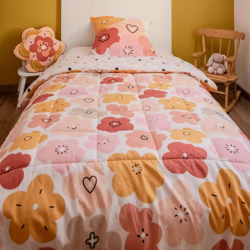 Trapunta stampata per bambini in cotone (140 x 200 cm) Barbotine Multicolore