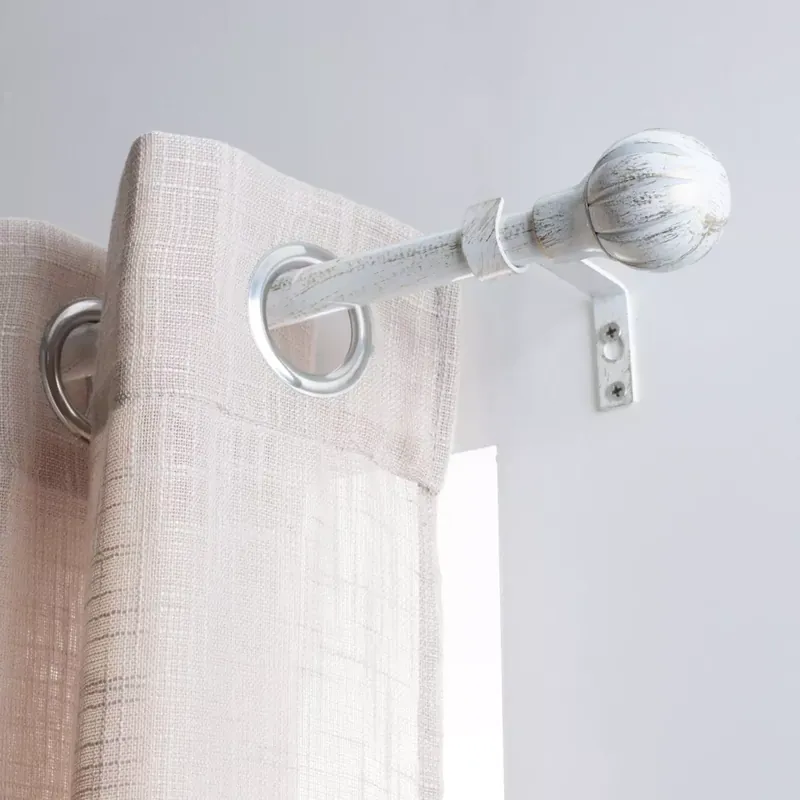 Set completo bastone tenda regolabile (L210 - L380 cm / Ø19 mm) Touch of Zen Bianco e oro