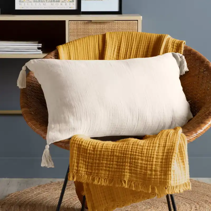 Cuscino rettangolare in garza di cotone (40 x 60 cm) Gaïa Beige pampa