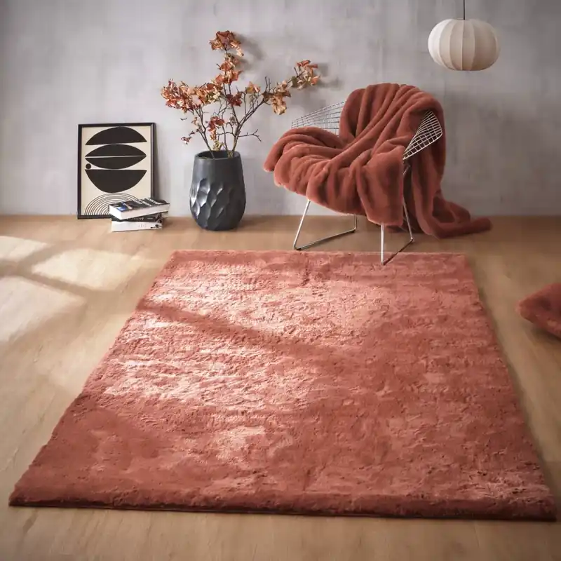 Tappeto rettangolare in finta pelliccia (140 x 200 cm) Finn Terracotta