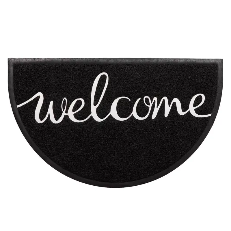 Tappeto d‘ingresso semicircolare antiscivolo (45 x 75 cm) Welcome Bianco